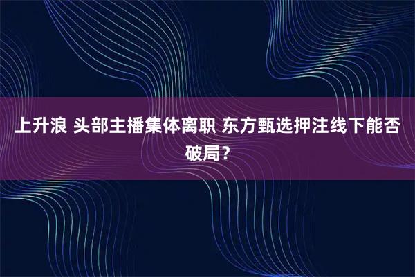 上升浪 头部主播集体离职 东方甄选押注线下能否破局？